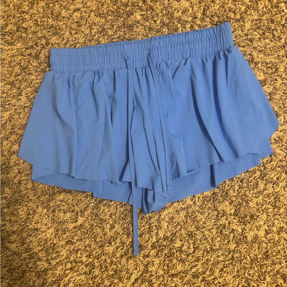 Blue Flowy Athletic Workout Shorts Size M